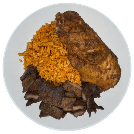 Grilled Turkey Suya, Beef Suya and Jollof Rice