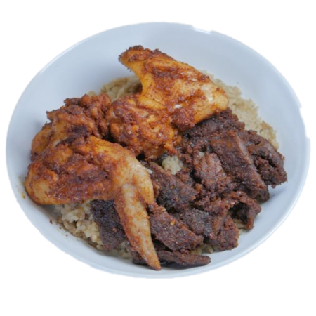 Coconut Rice with Chicken and Beef Suya Plano TX